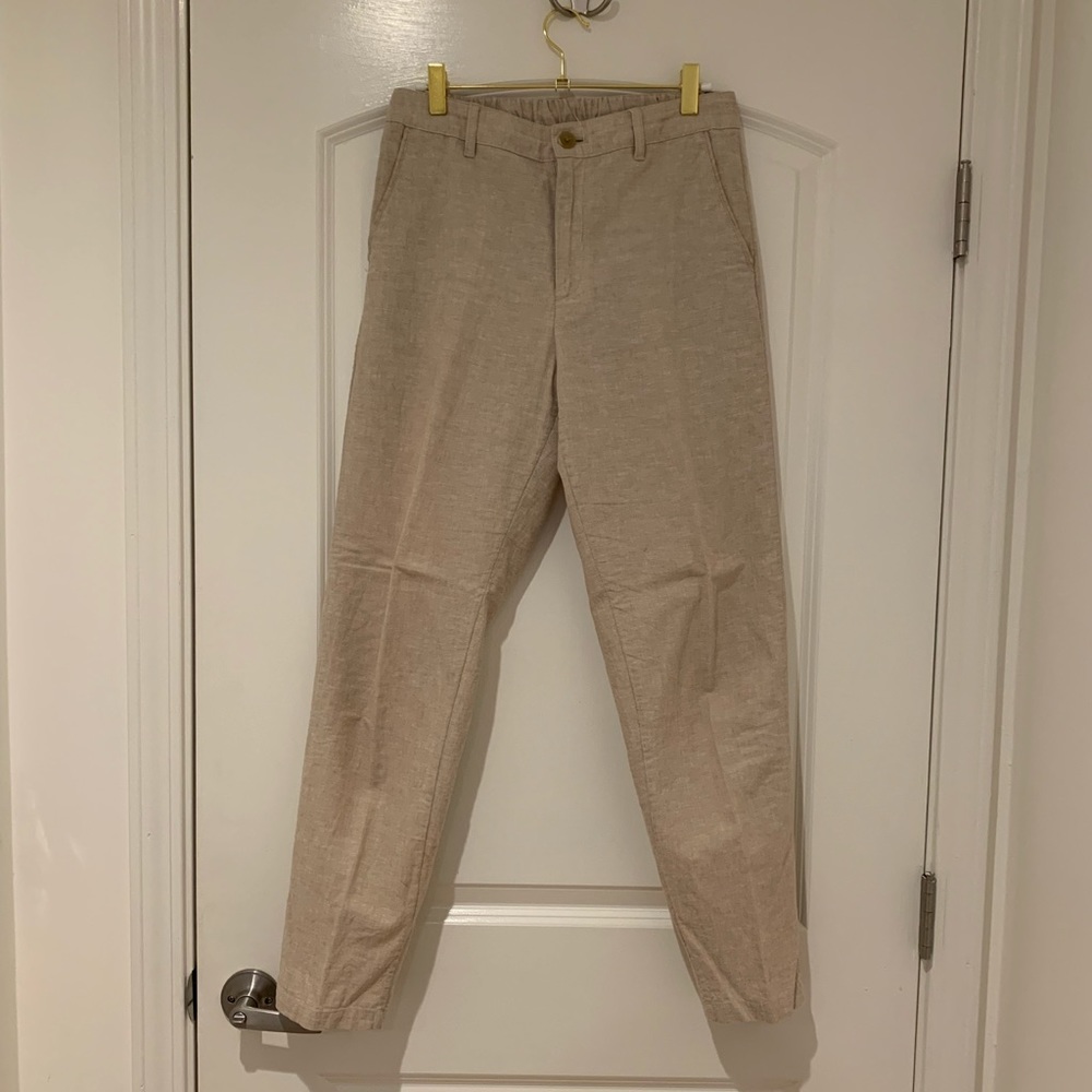 Uniqlo | Linen Cotton Tapered Pants | Beige